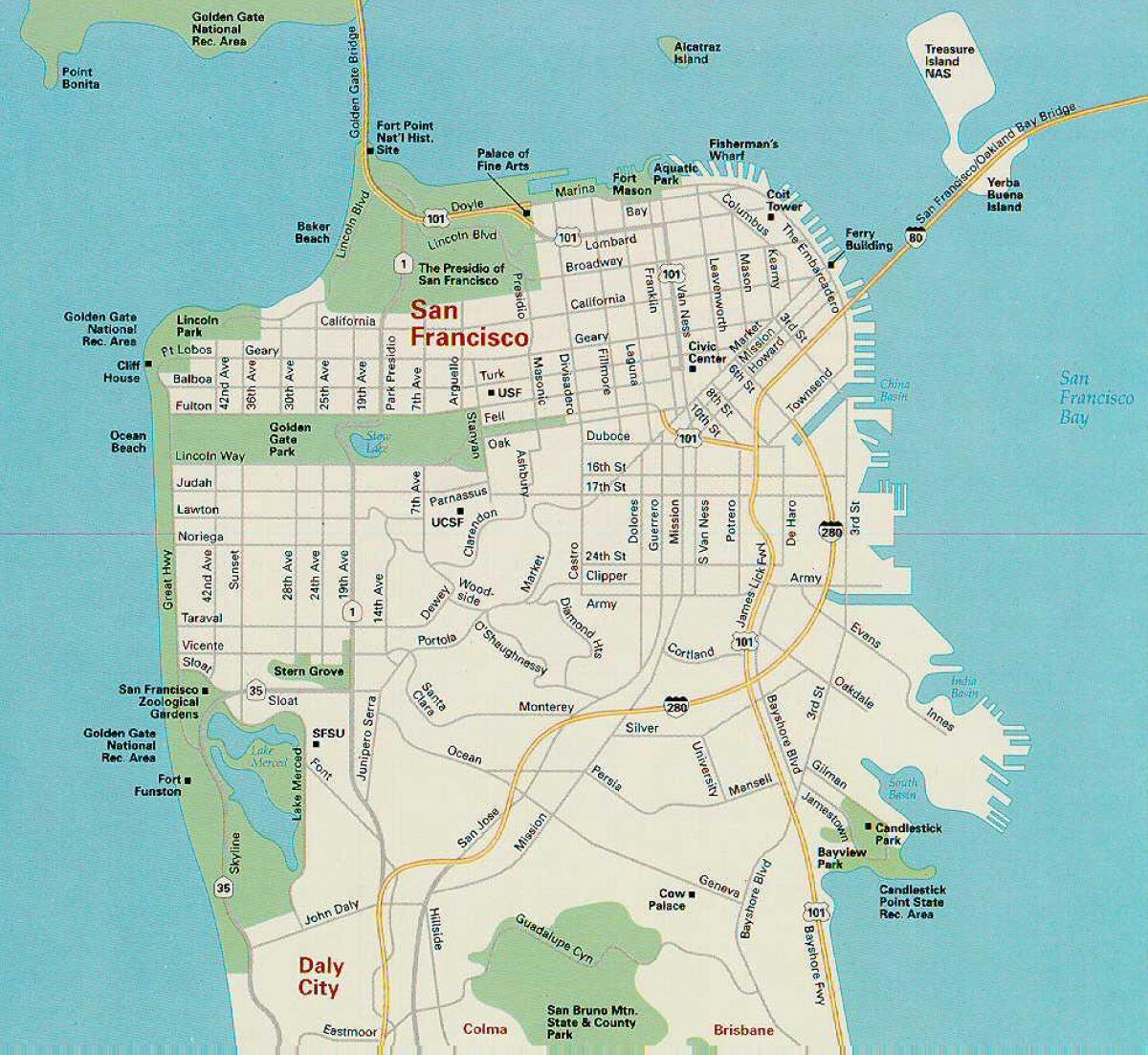 Карта на Сан Франциско главните атракции