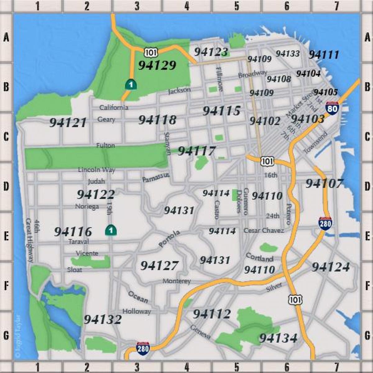 Сан Франциско поштенски код мапа