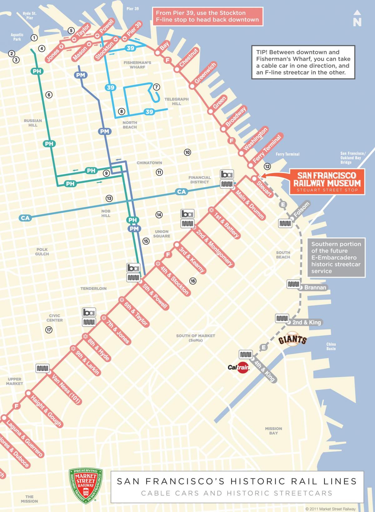 Карта на жичарница пат Сан Франциско ca
