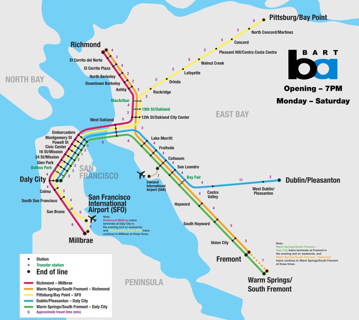 барт системот Сан Франциско мапа