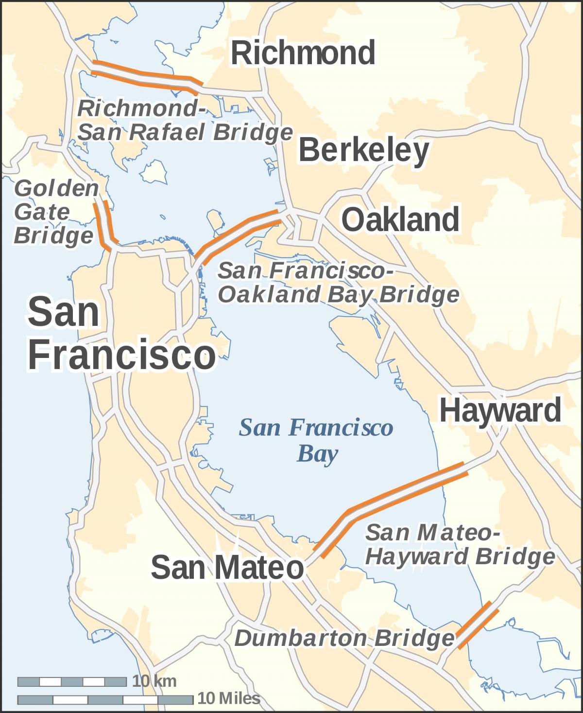 Карта на заливот област мостови