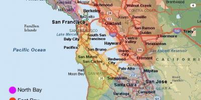 Сан Франциско област на мапата и околината