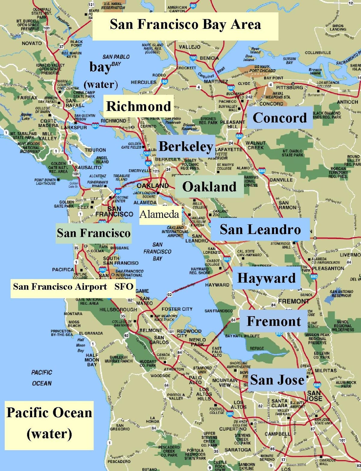 SFO bay област на мапата