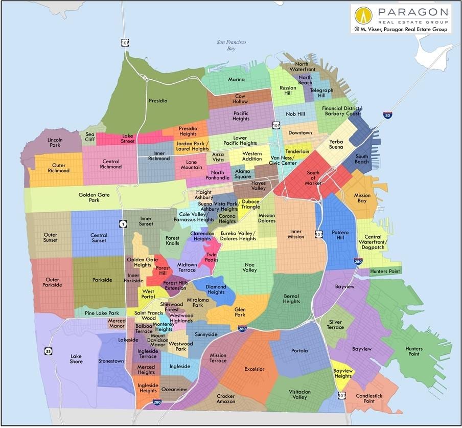 San Francisco bay area соседството мапа