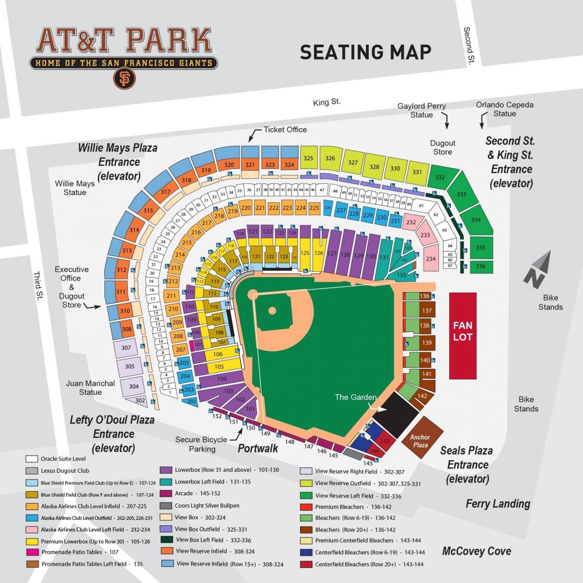 Карта на at&t парк стадионот