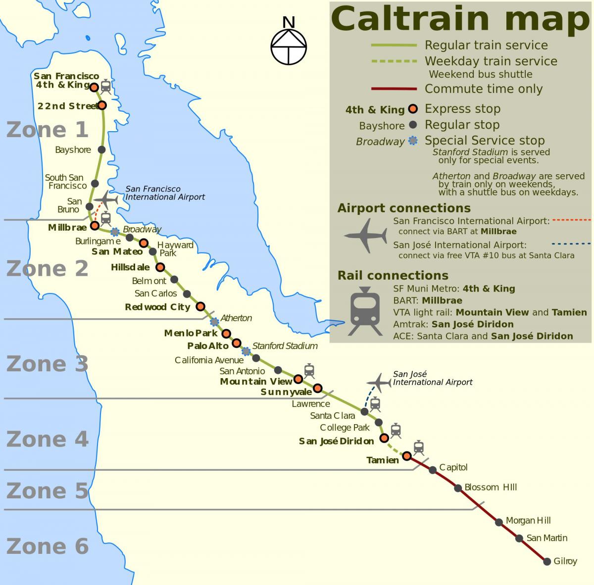 Сан Франциско caltrain мапа