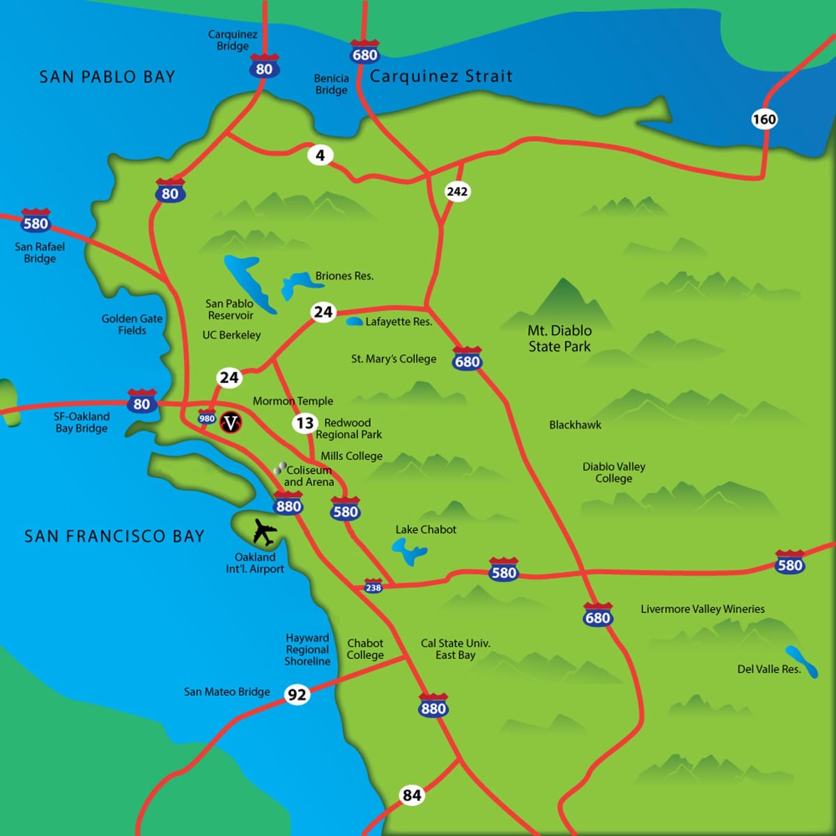 карта на east bay област ca