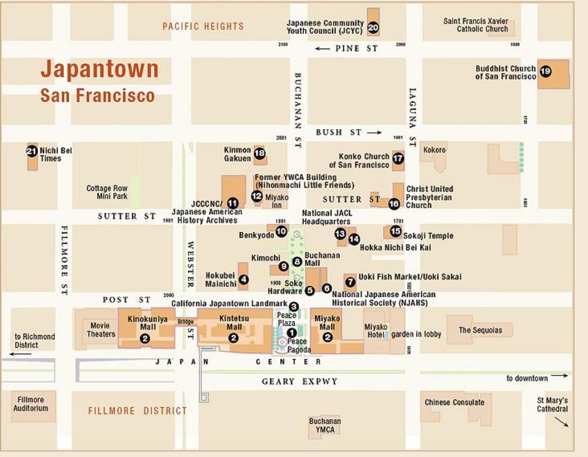 Карта на japantown Сан Франциско