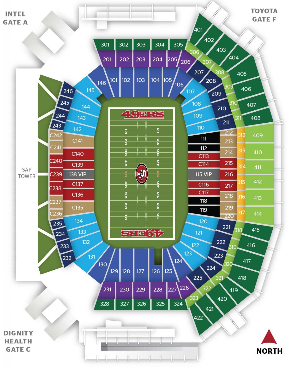 Карта на San Francisco 49ers стадионот