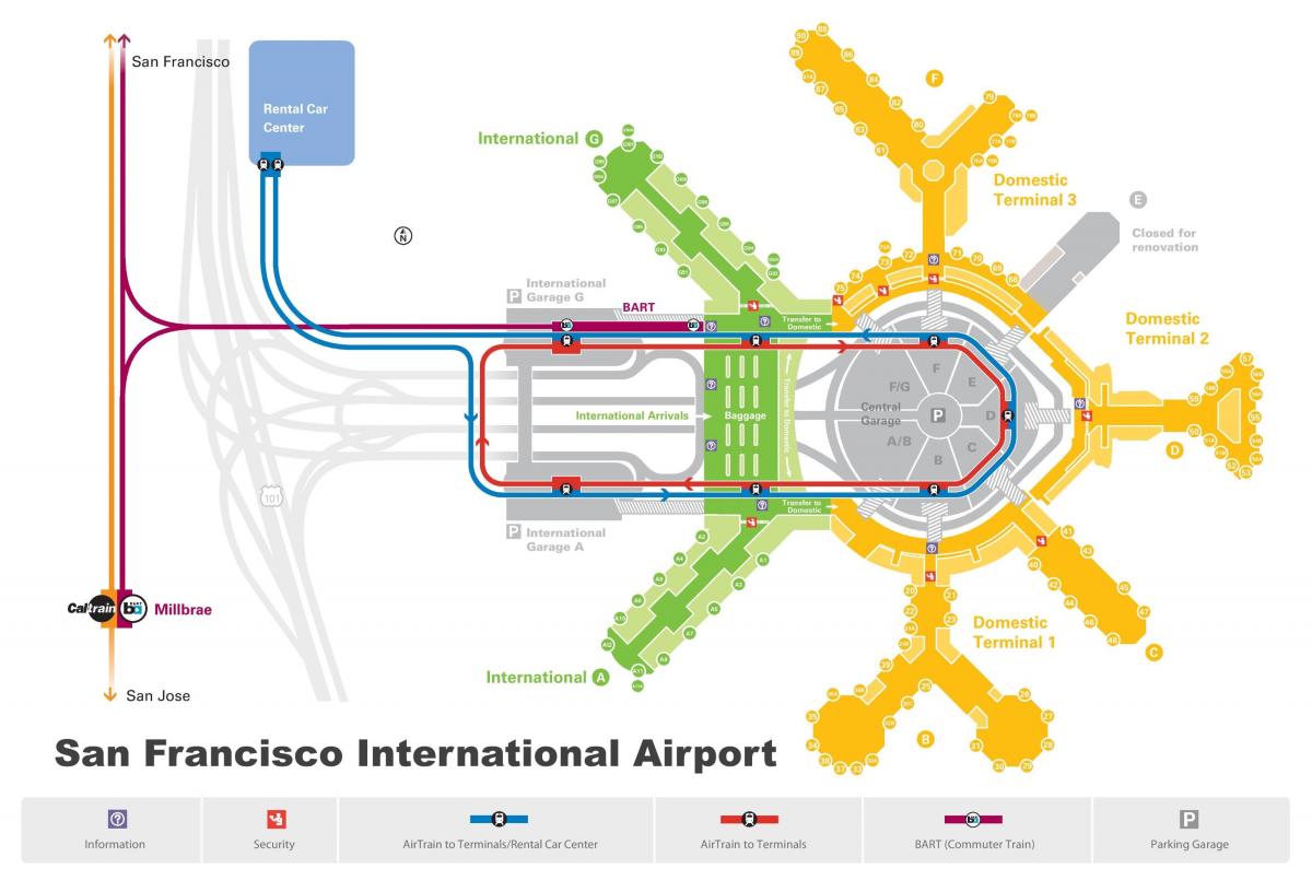 Сан Франциско аеродром за изнајмување на автомобил мапа