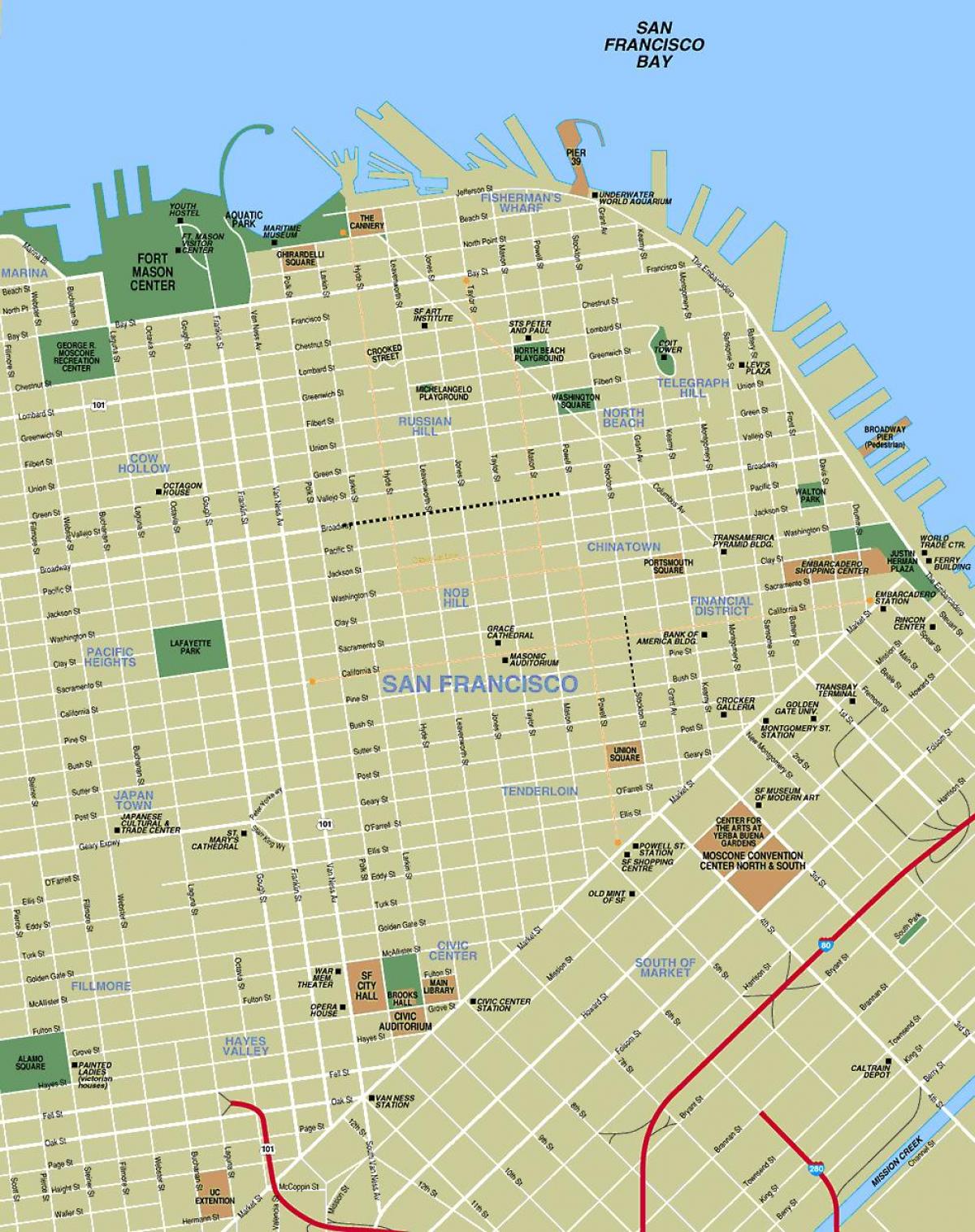 карта на атракции на Сан Франциско