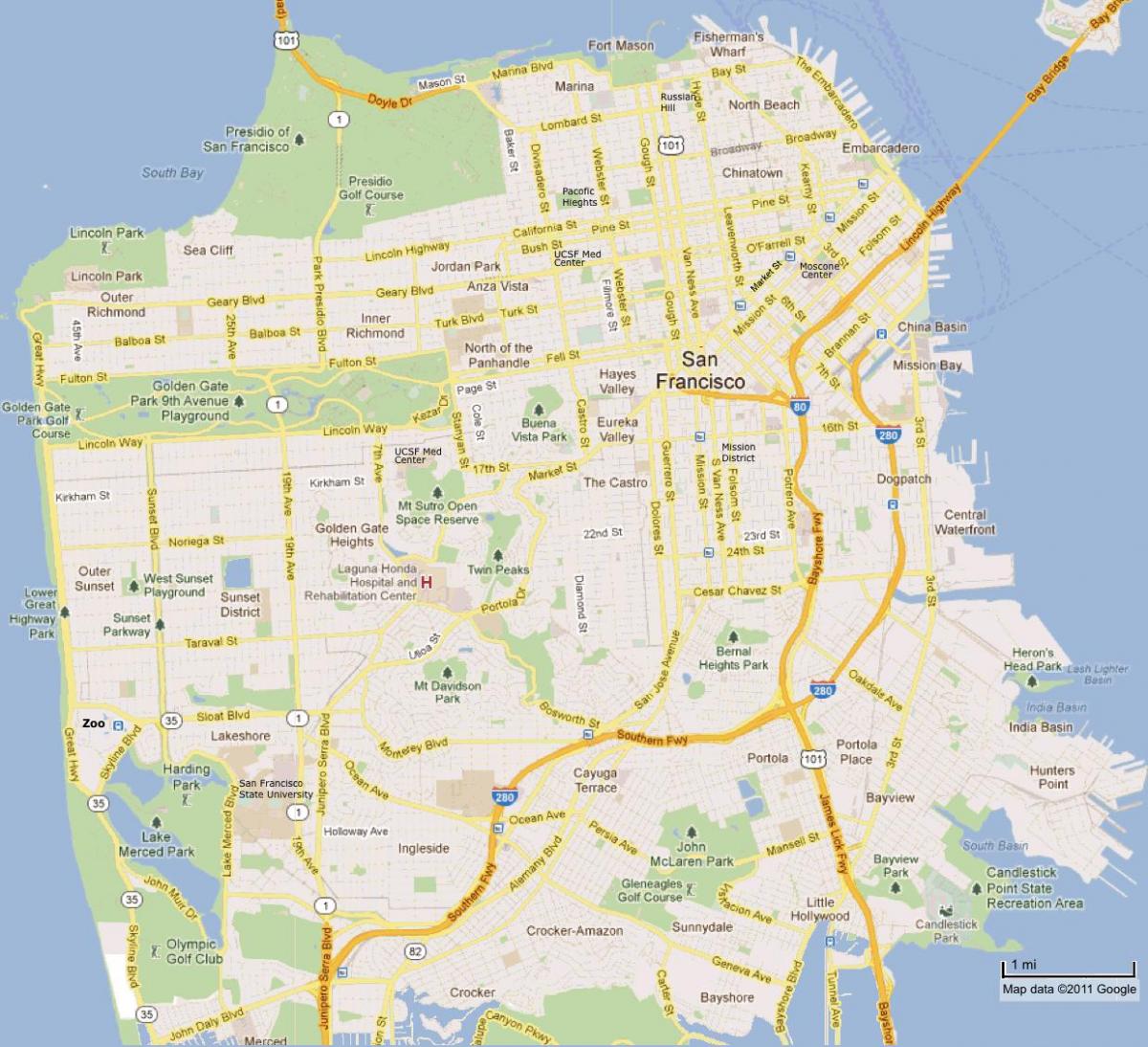 мапата ла до Сан Франциско