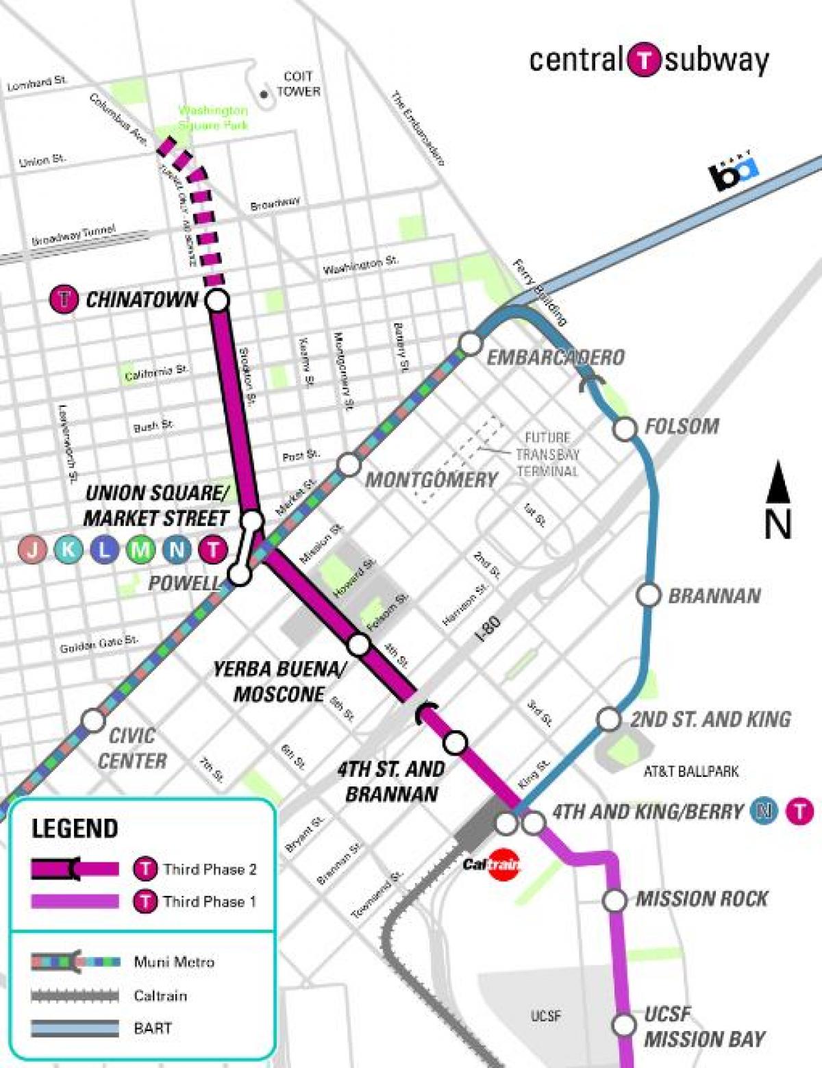 централната метрото Сан Франциско мапа