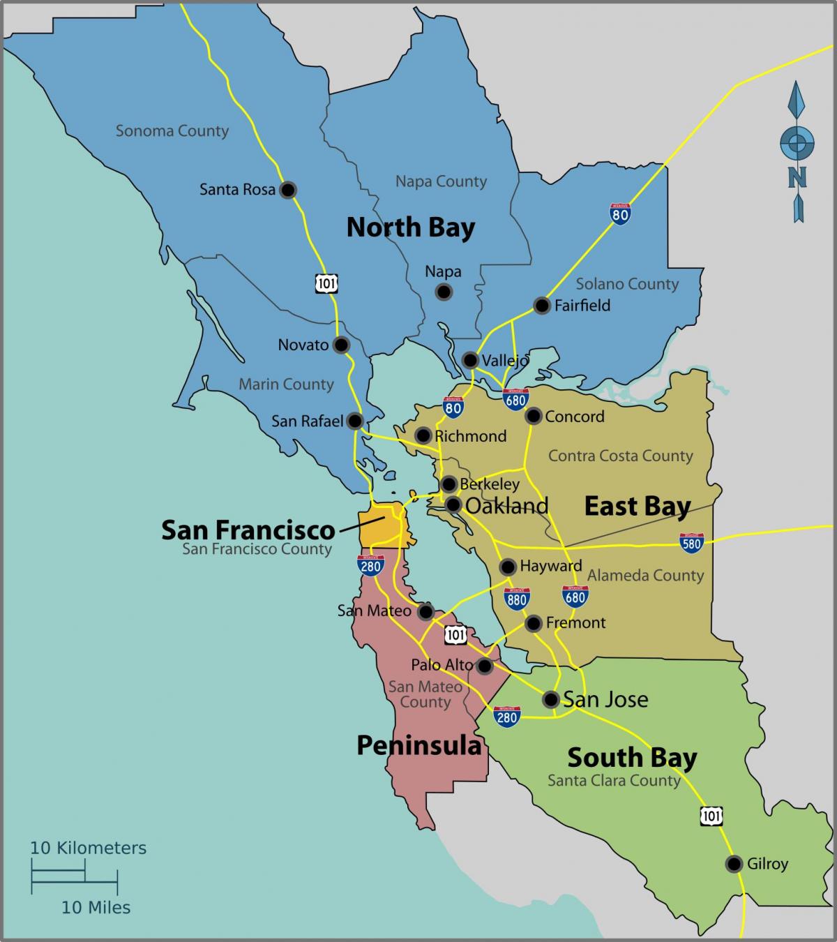 Сан Франциско заливот на мапа