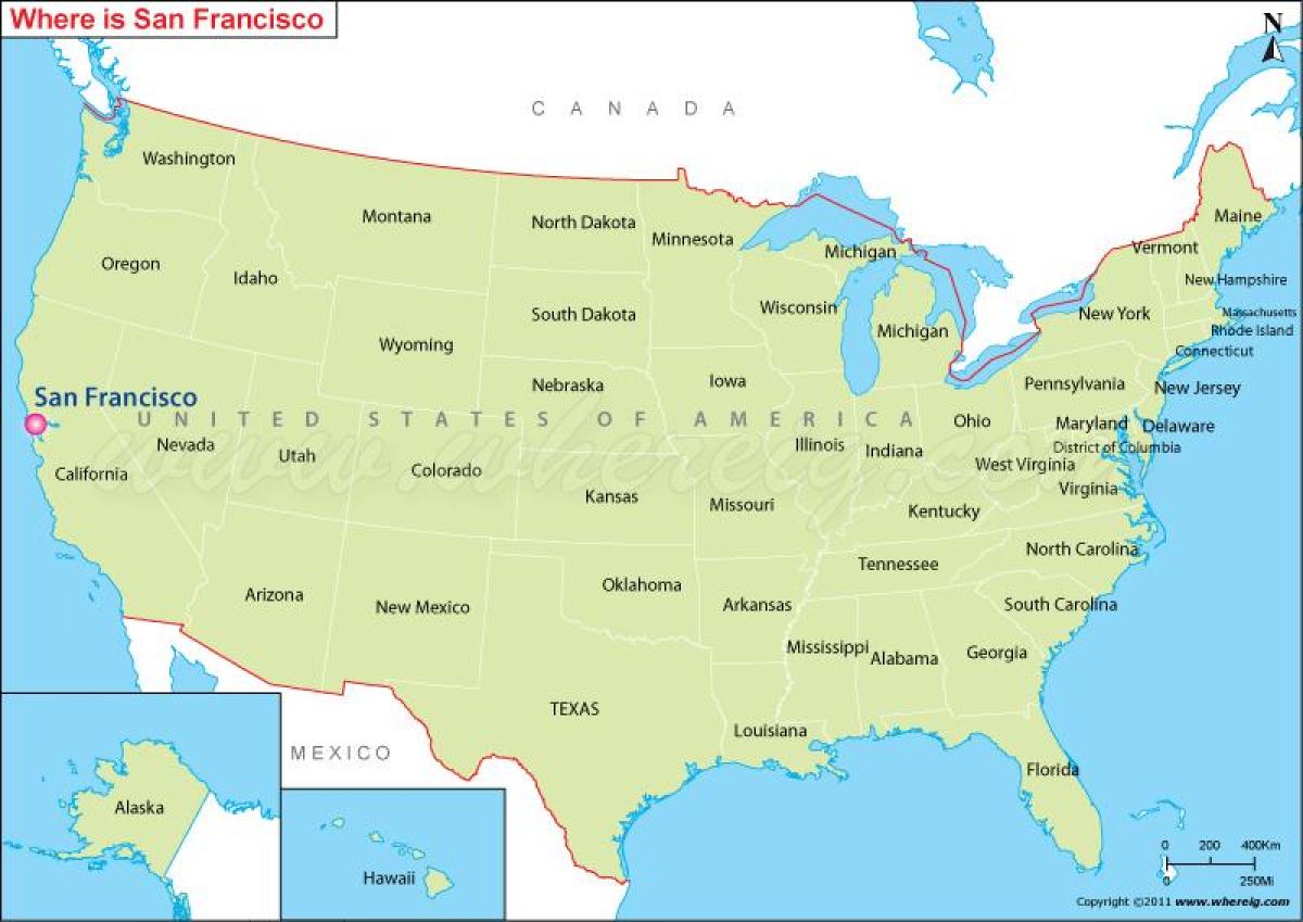 карта на Сан Франциско во калифорнија, сад