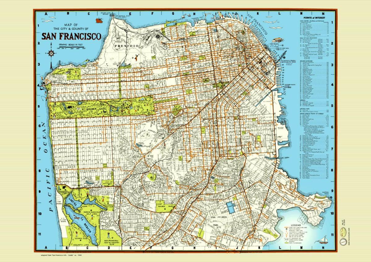 Карта на Сан Франциско улица постер