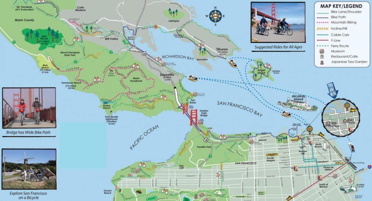 Карта на Сан Франциско велосипеди турнеја