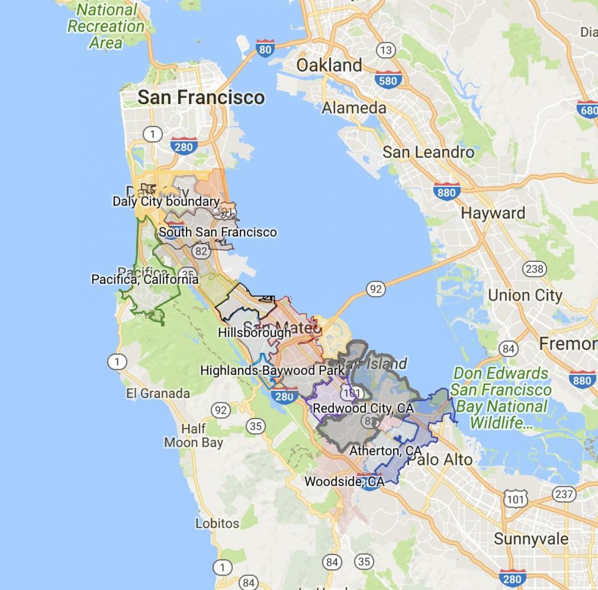 Карта на Сан Франциско град граници