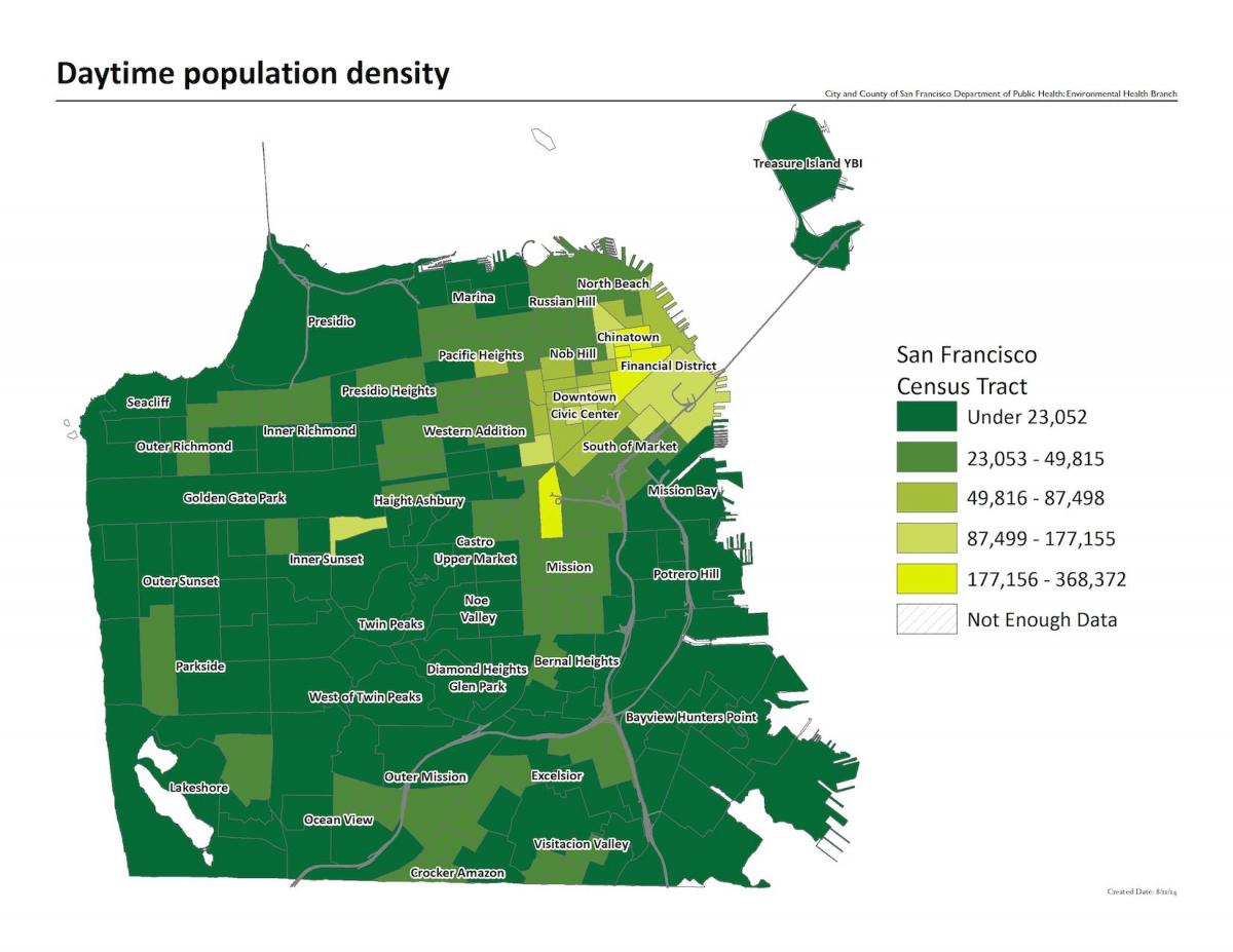 Карта на Сан Франциско густината на население