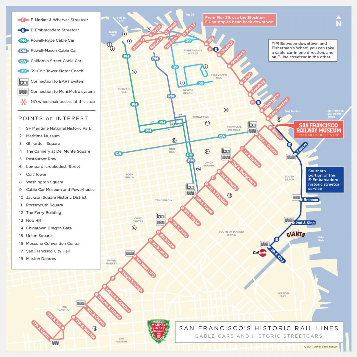 Сан Франциско жичарница распоред на мапата