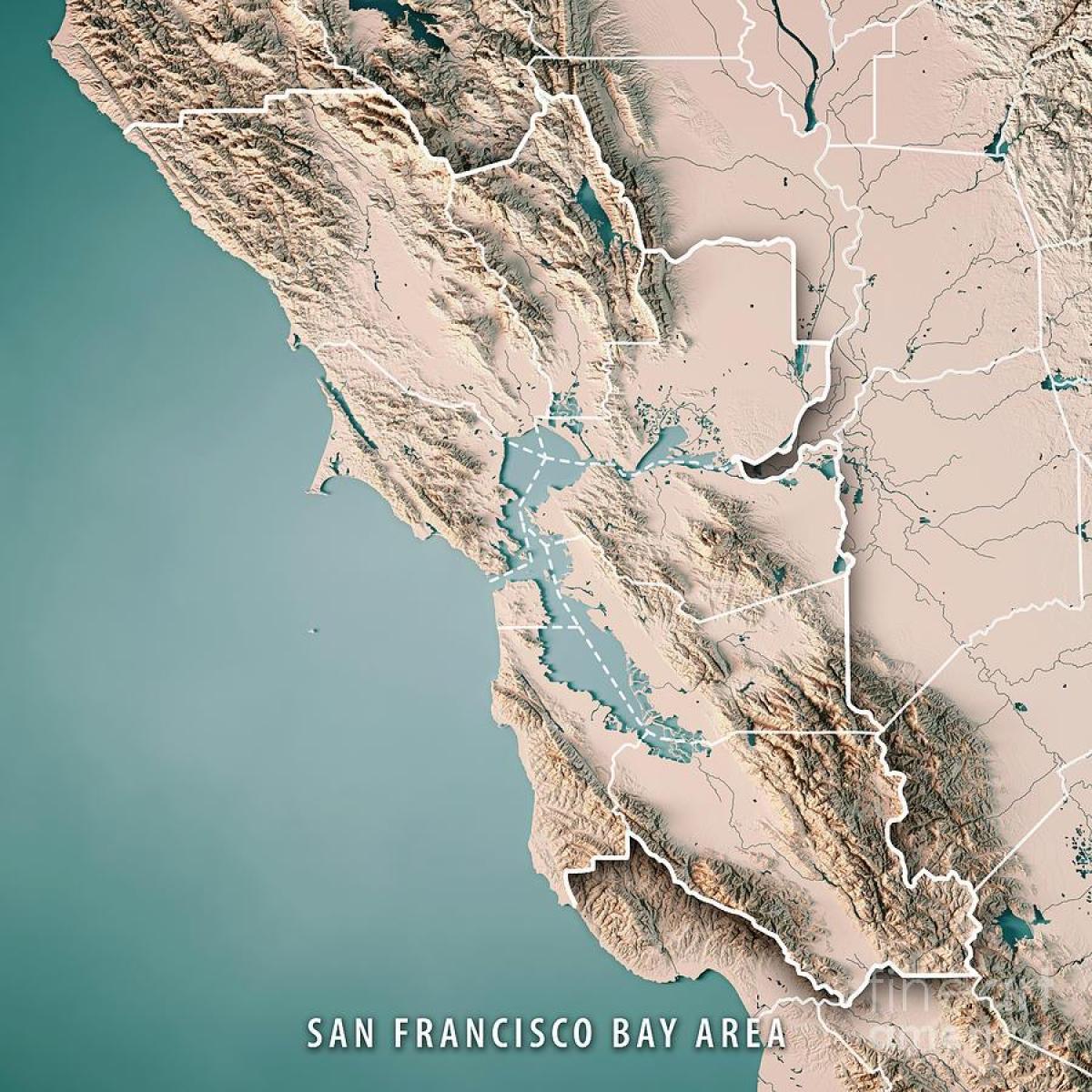 Карта на Сан Франциско заливот топографски 