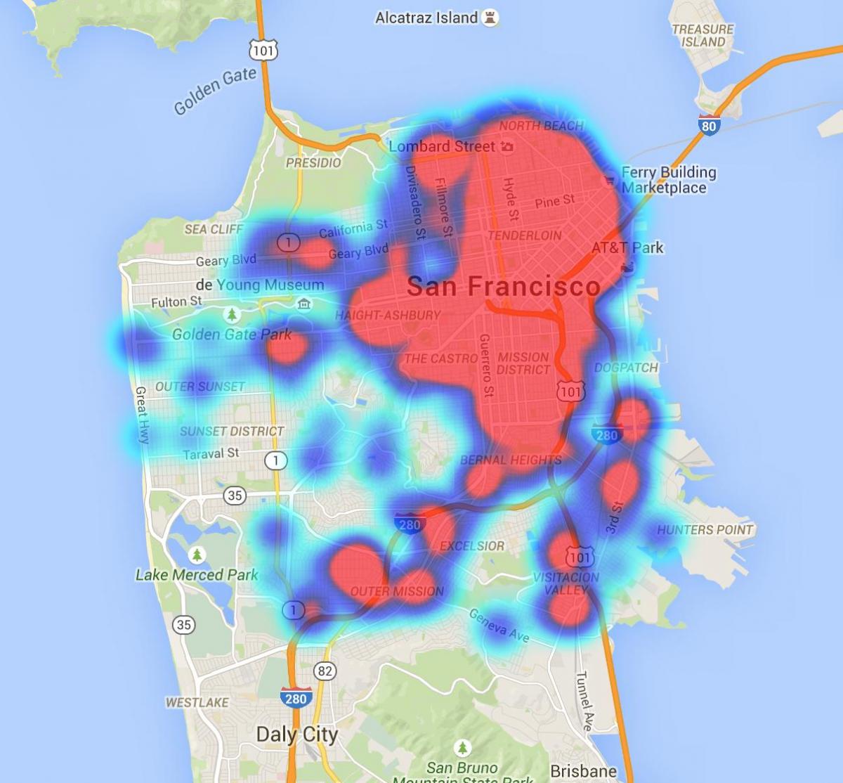 Карта на Сан Франциско измет