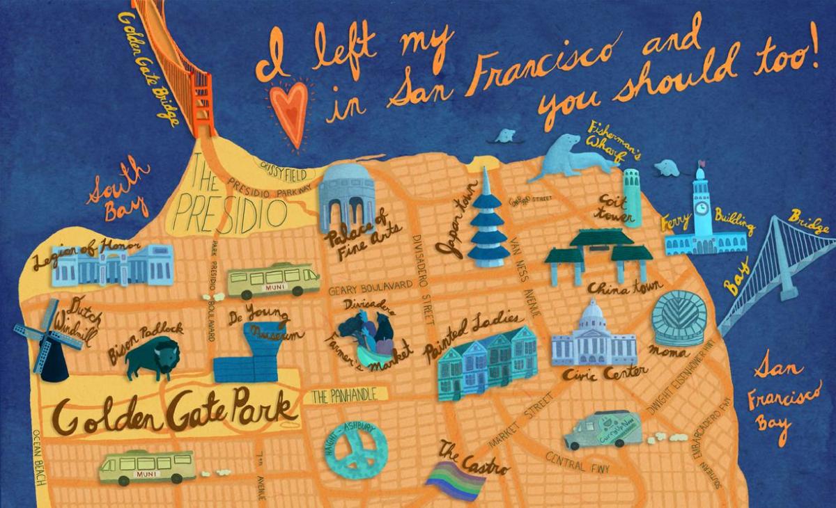 Карта на Сан Франциско илустрација