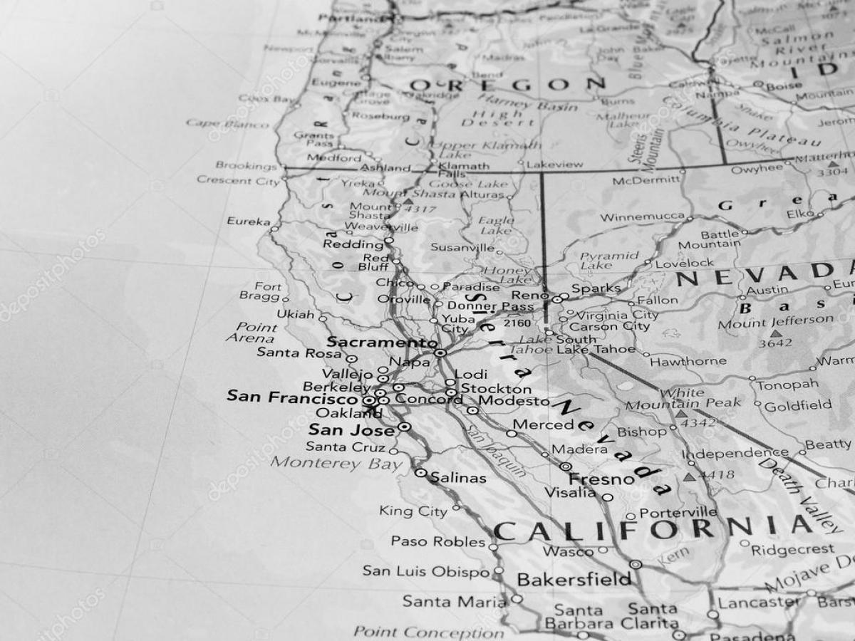 црна и бела карта на Сан Франциско