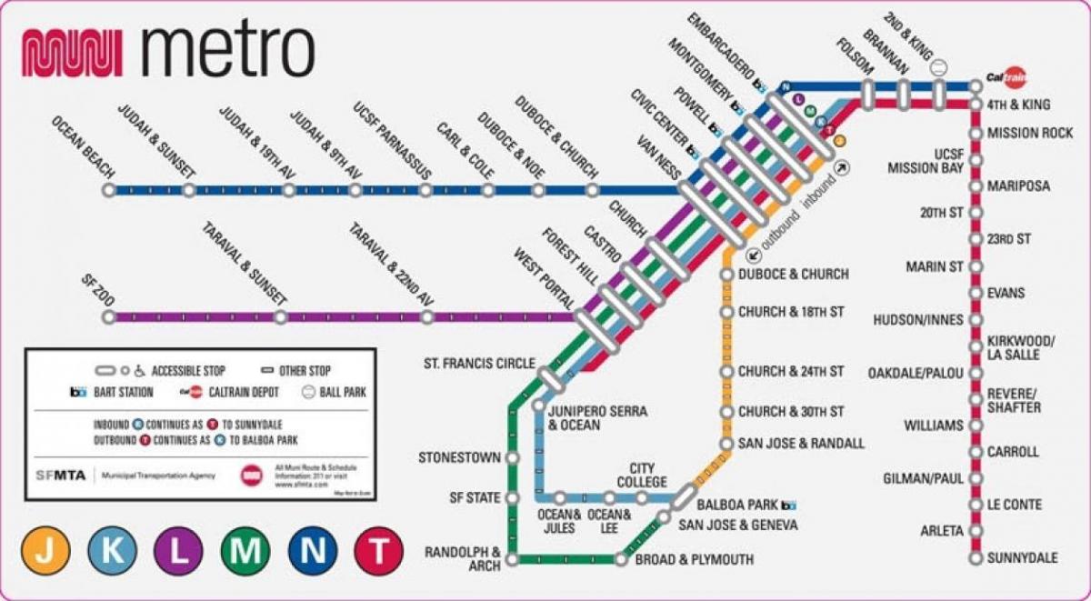 Сан Фран метро мапа