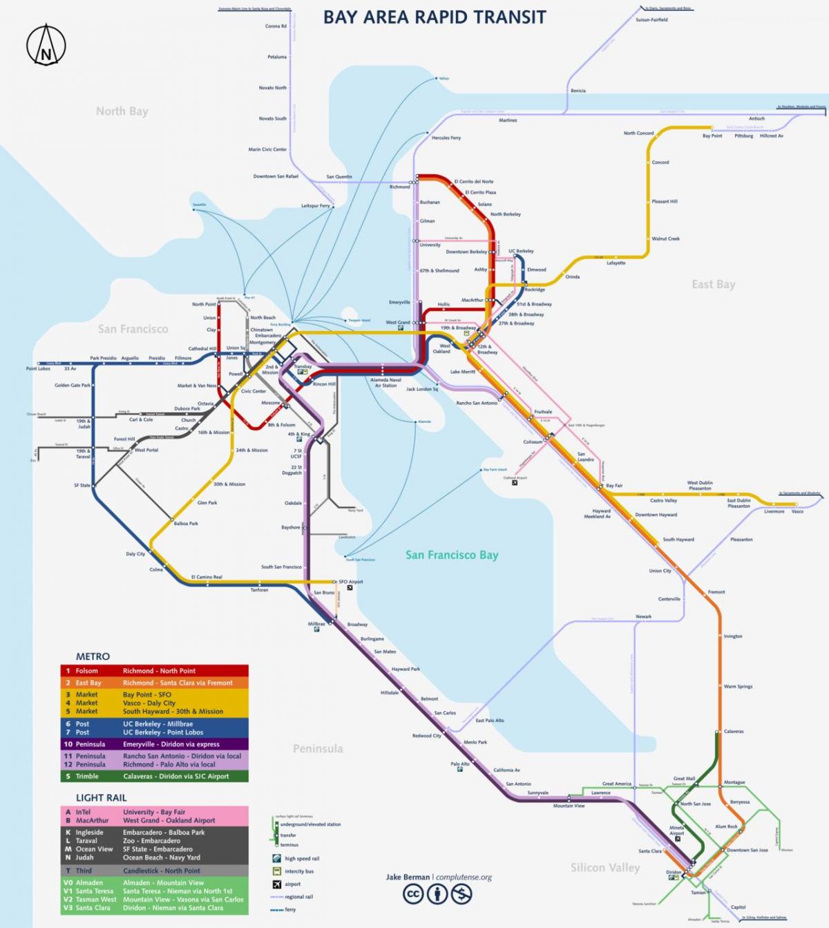 Сан Фран метрото мапа