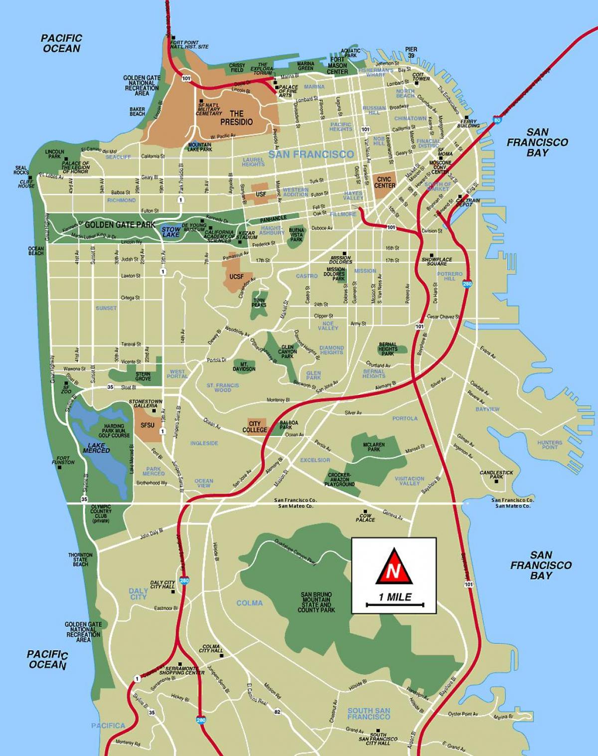 Карта на Сан Франциско присутен