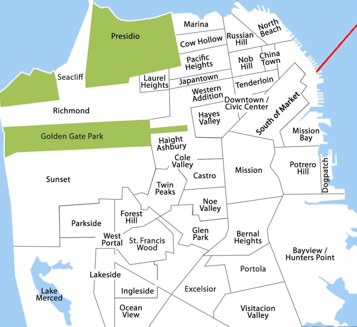 Карта на Сан Франциско соседството смешни