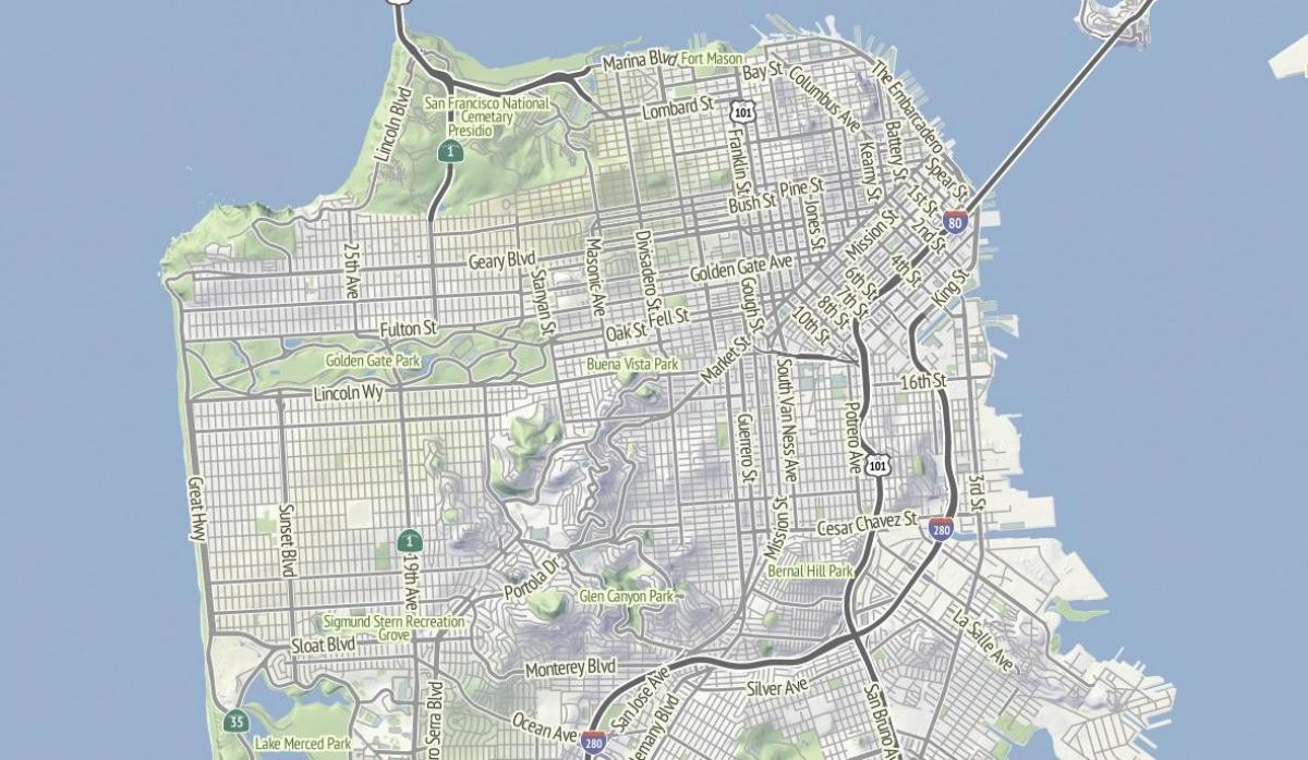 Карта на Сан Франциско терен