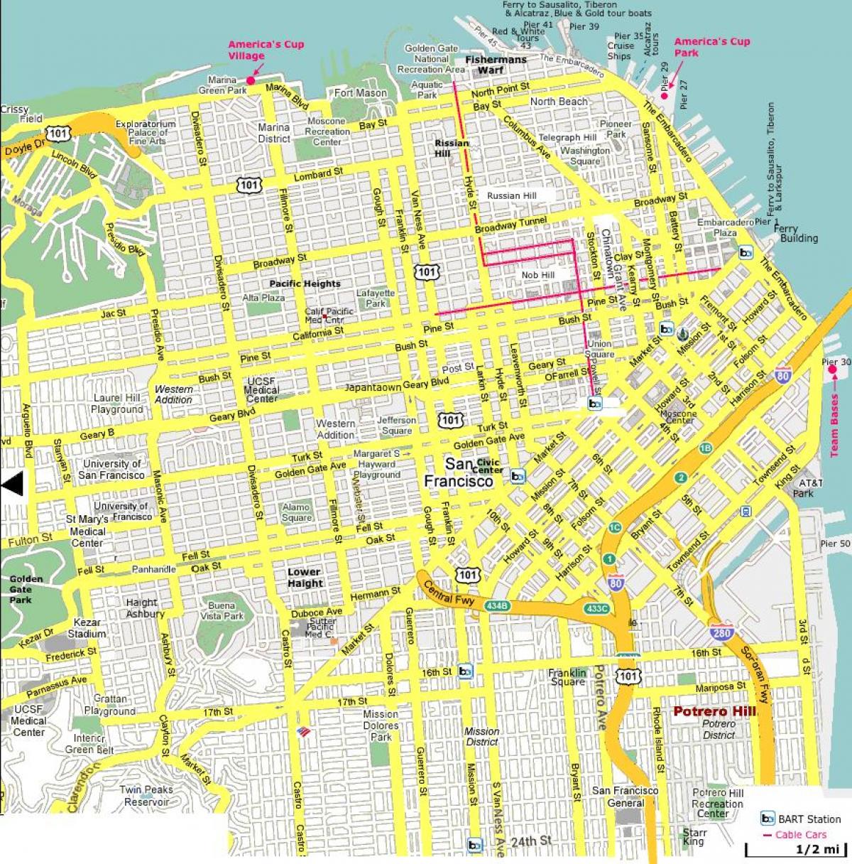 Сан Франциско места на интерес мапа