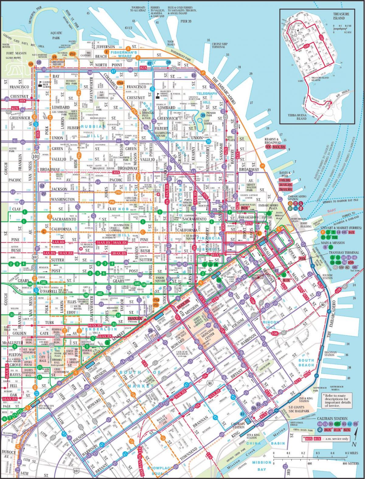 Сан Франциско јавен транзит мапа
