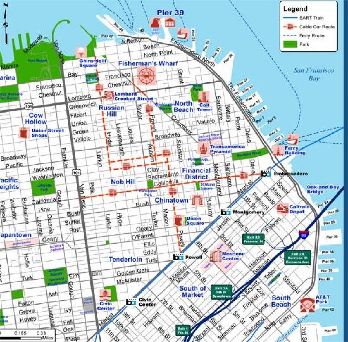 Сан Франциско туристичка мапа на градот