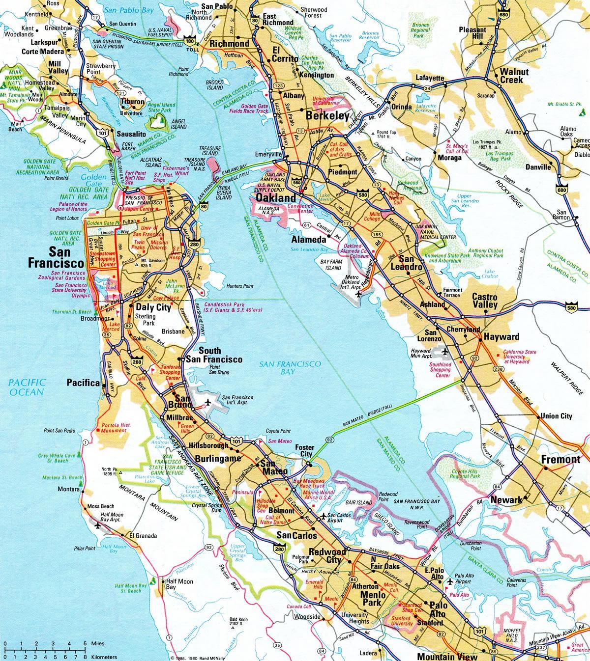 Карта на заливот област freeway 