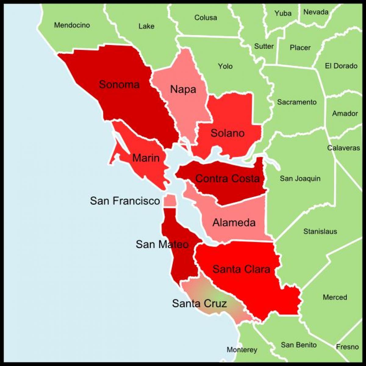 Сан Франциско заливот област област на мапата