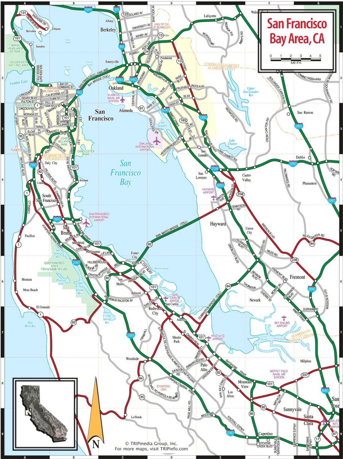 карта на Сан Франциско заливот област
