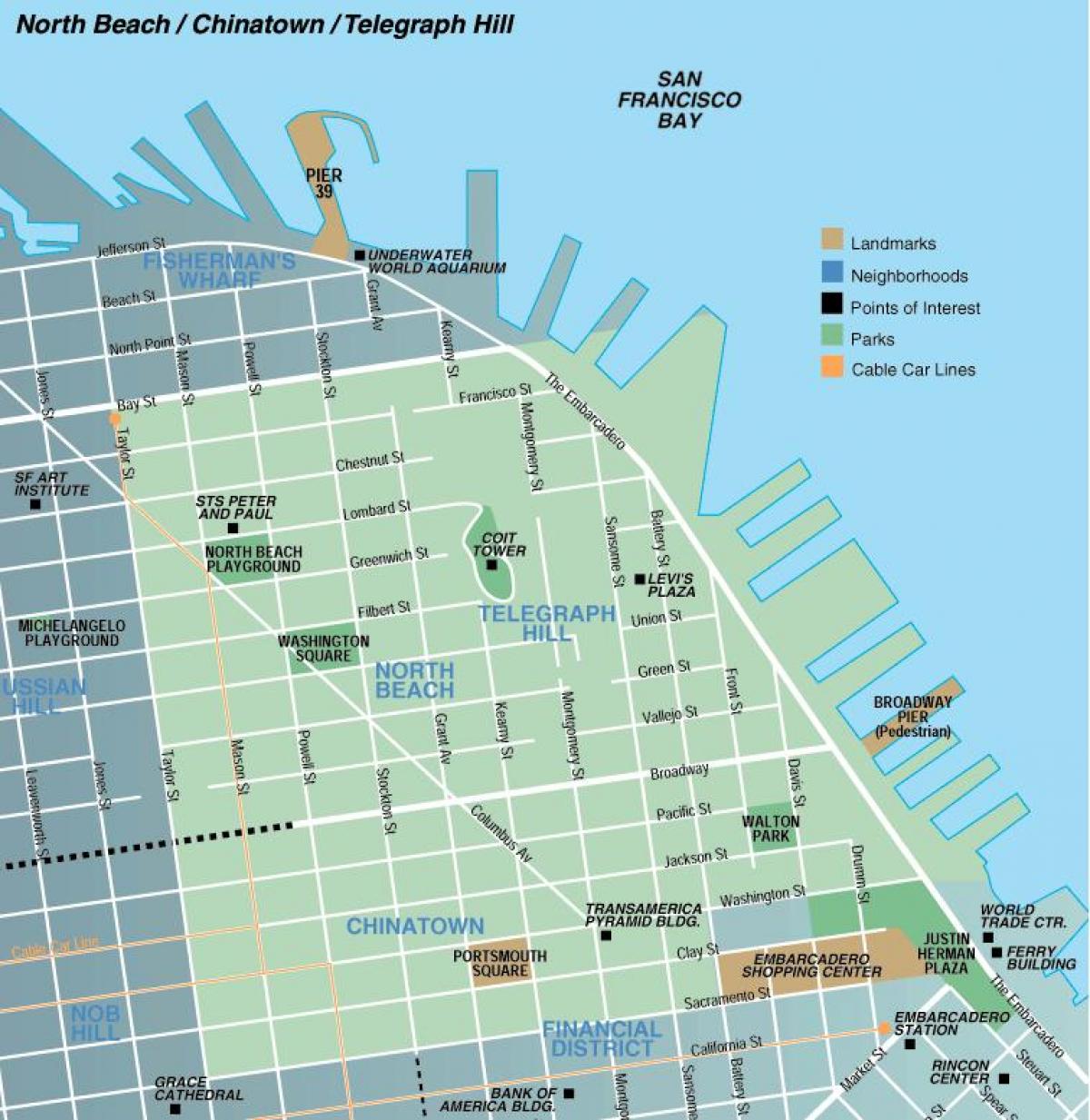 Карта на северна плажа Сан Франциско