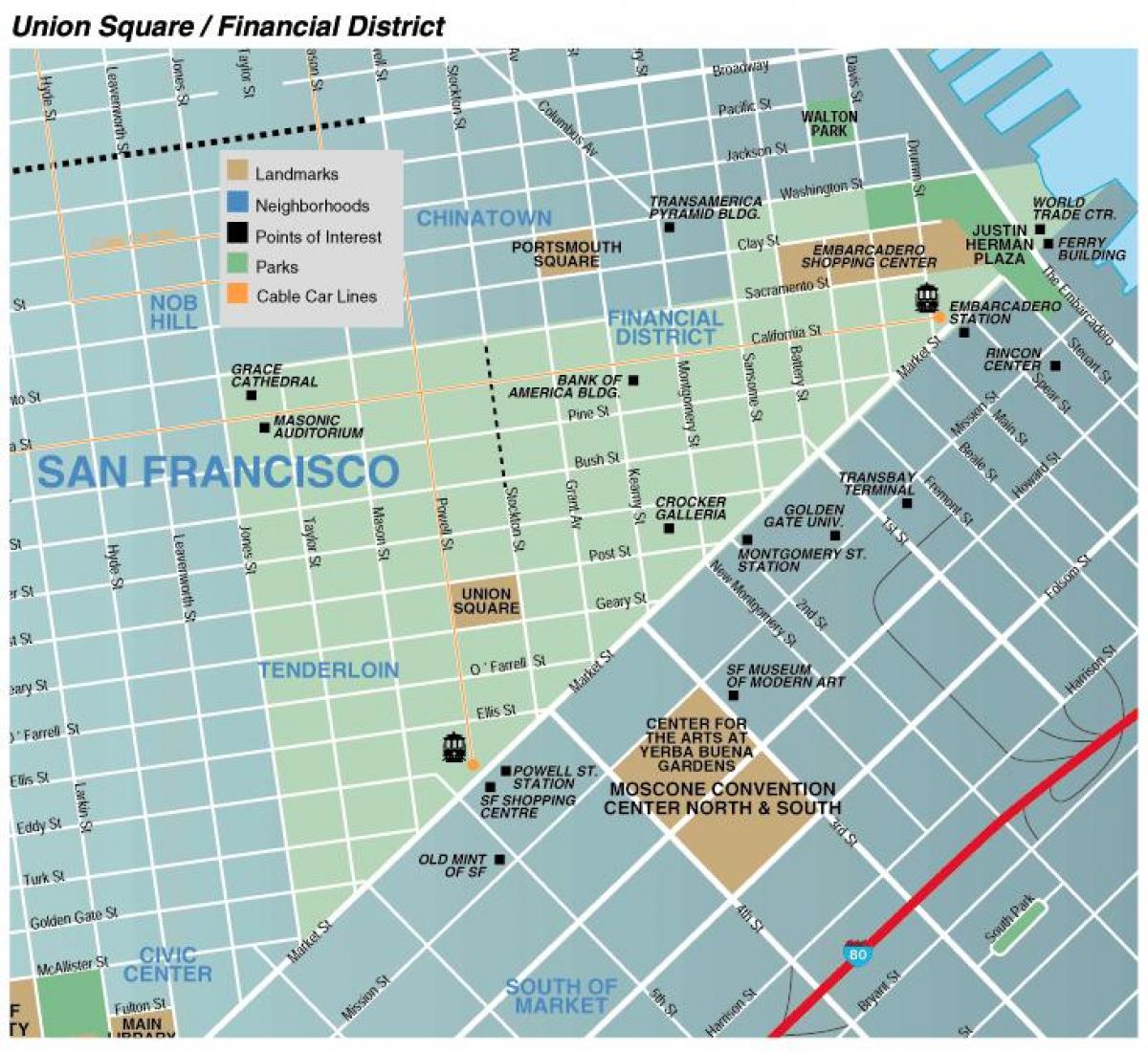Карта на унијата плоштадот област Сан Франциско