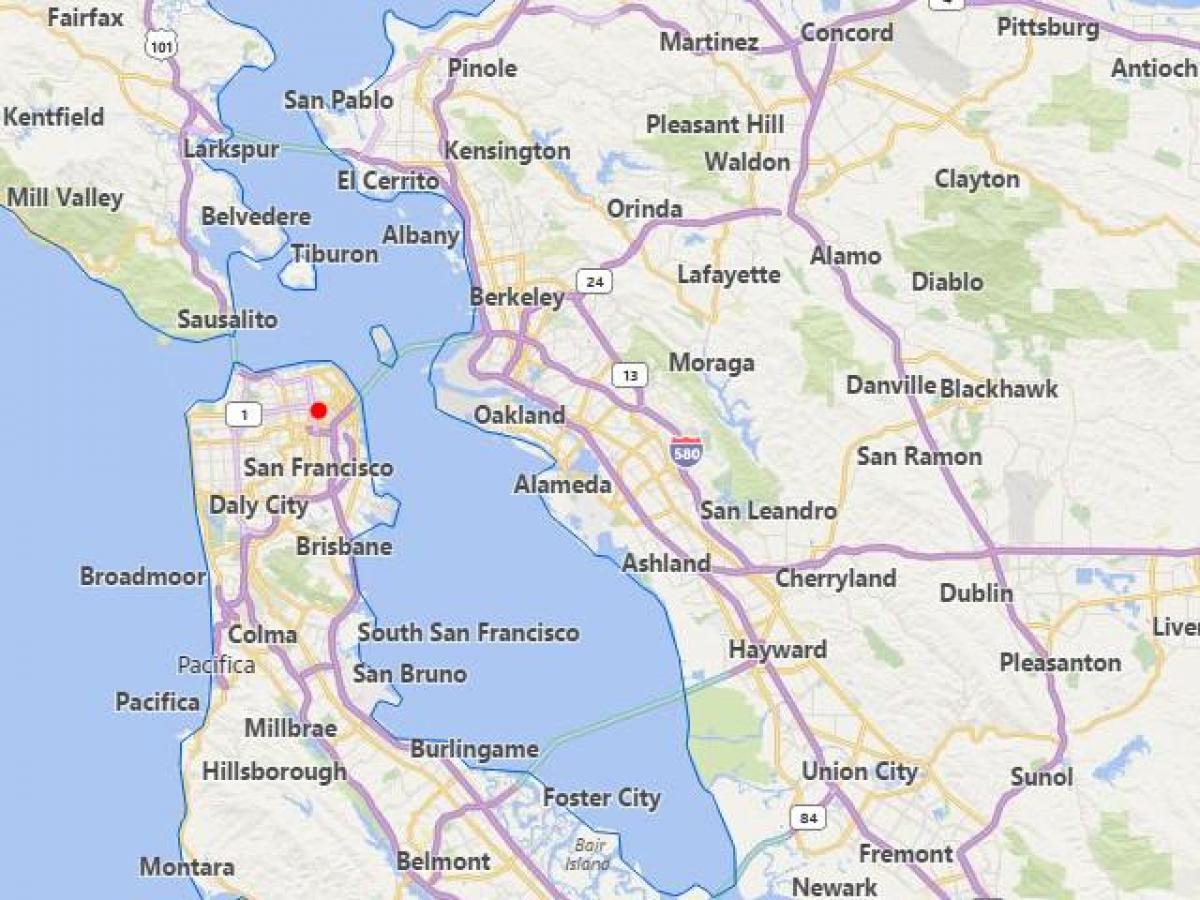 карта на калифорнија градови во близина на Сан Франциско