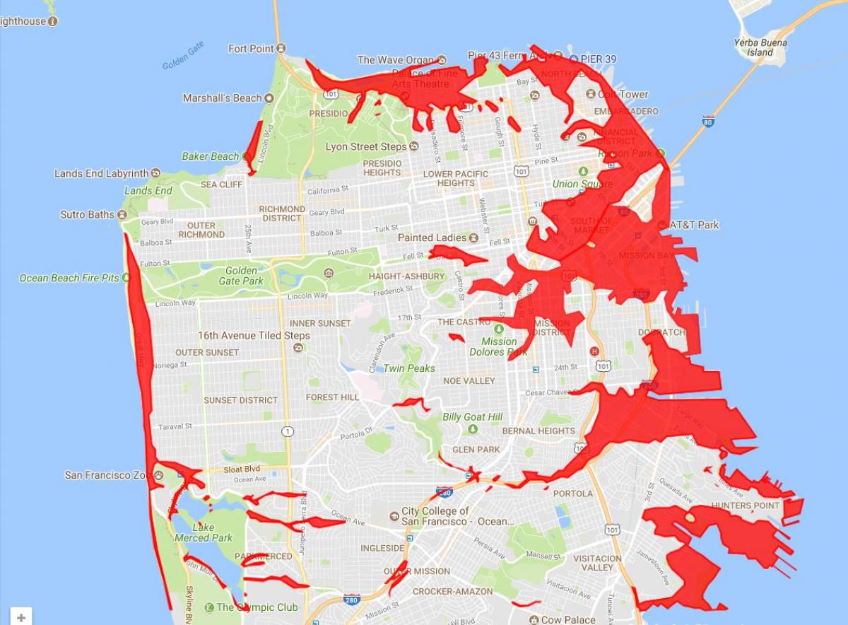 Сан Франциско области за да се избегне мапа