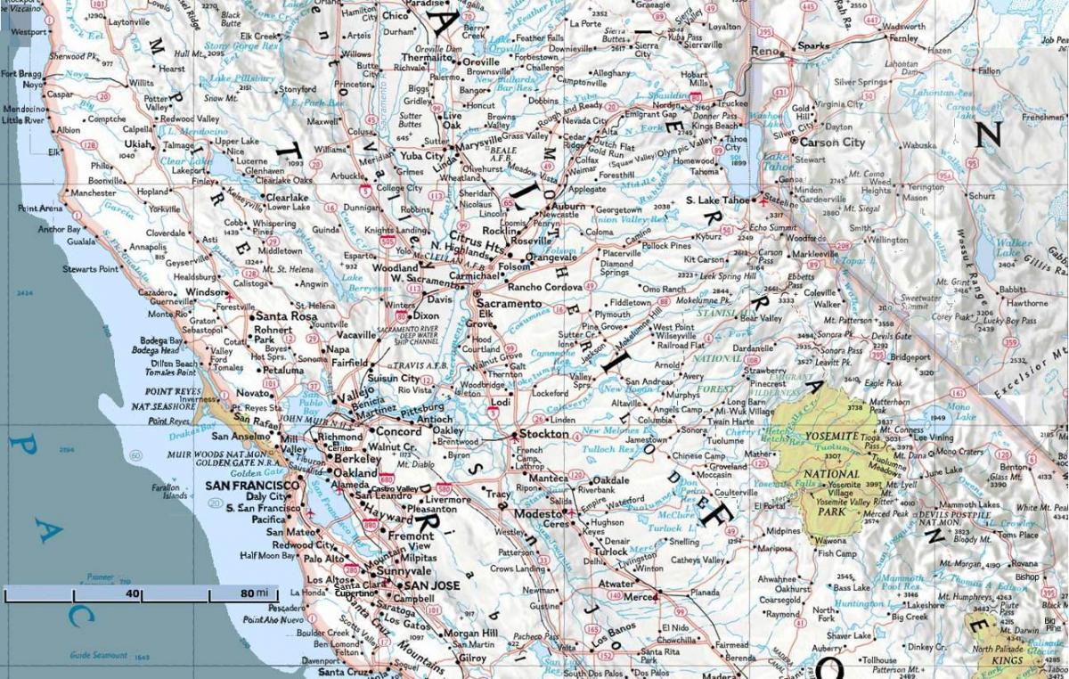 Карта на северно од Сан Франциско