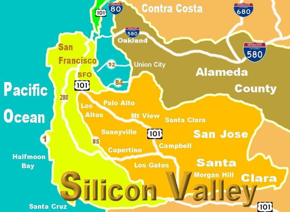Карта на силиконската долина локација
