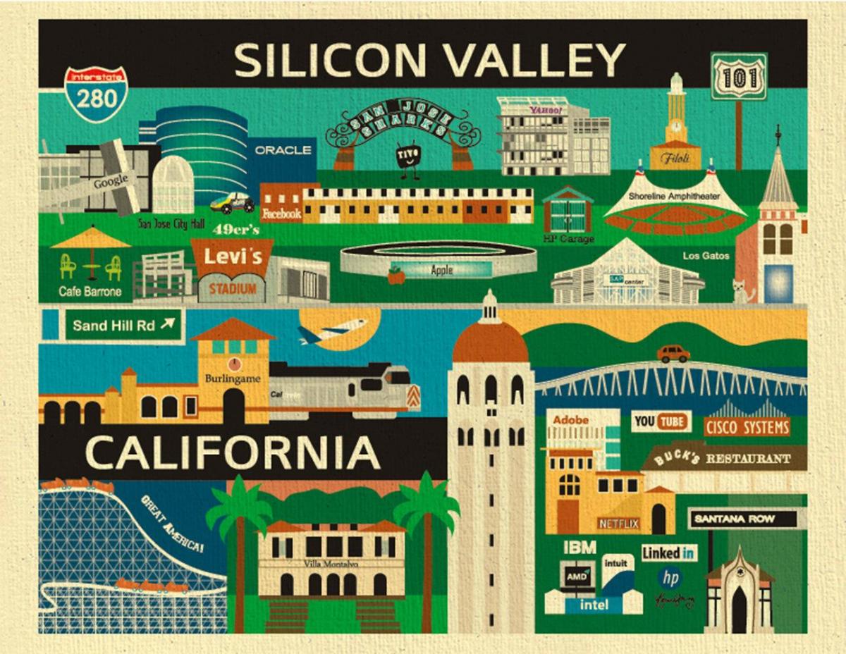 Карта на силиконската долина постер