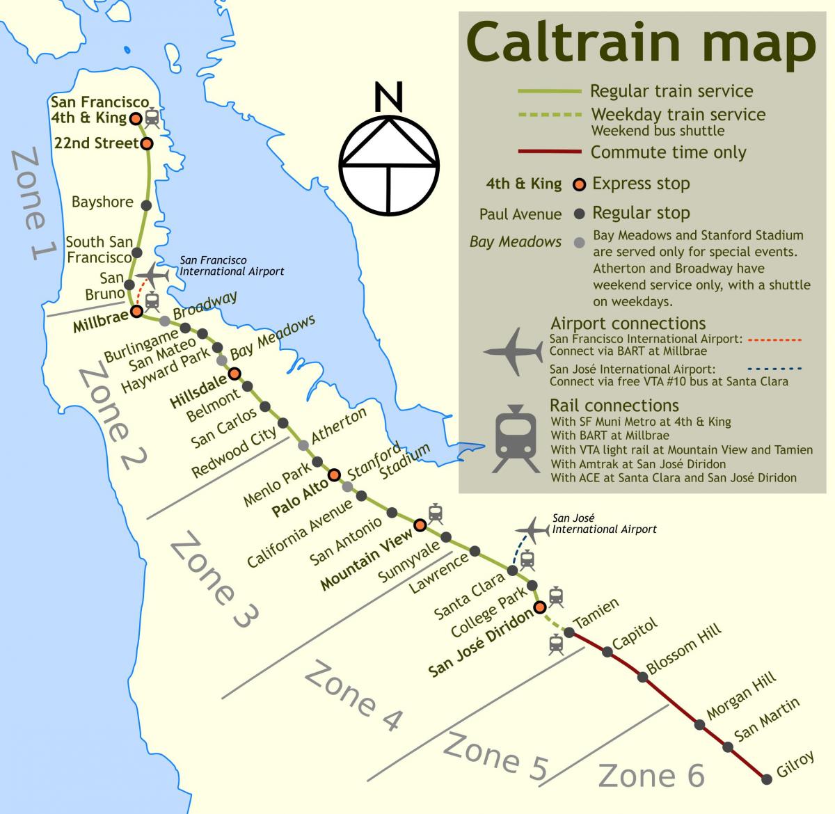 caltrain запира мапа
