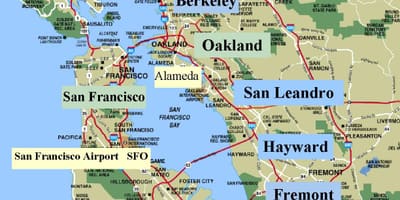 SFO bay област на мапата