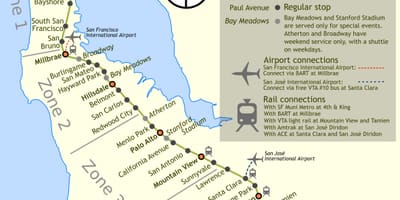 Caltrain запира мапа