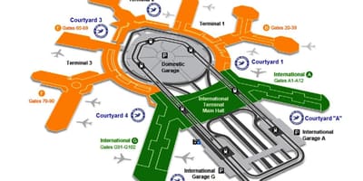SFO меѓународниот терминал пристигнувања во текот на мапата